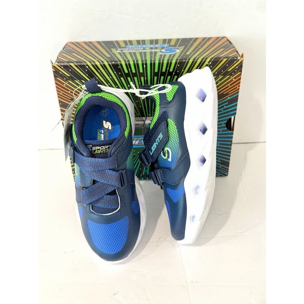 SKECHERS Boys Sport Lights Sneakers Shoes 11 Kids Blue School Fall Walking Run